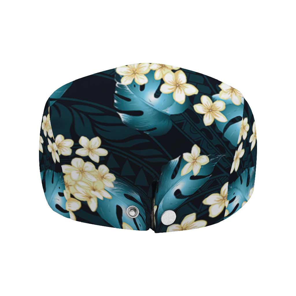 Dark Cyan Tropical Hawaii Jeff Hat Seamless Monstera Plumeria Hawaiian Pattern - Polynesian Pride