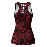 Dark Samoa Manuia Le Kerisimasi Hollow Tank Top Pacific Patchwork Xmas Vibes LT9 - Polynesian Pride
