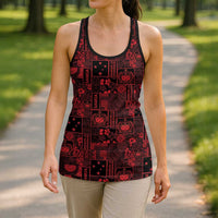 Dark Samoa Manuia Le Kerisimasi Hollow Tank Top Pacific Patchwork Xmas Vibes LT9 - Polynesian Pride