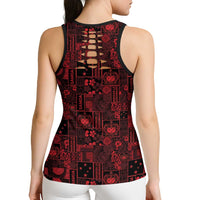 Dark Samoa Manuia Le Kerisimasi Hollow Tank Top Pacific Patchwork Xmas Vibes LT9 - Polynesian Pride