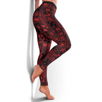 Dark Samoa Manuia Le Kerisimasi Leggings Pacific Patchwork Xmas Vibes LT9 - Polynesian Pride