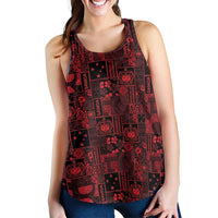 Dark Samoa Manuia Le Kerisimasi Women Racerback Tank Pacific Patchwork Xmas Vibes - Polynesian Pride