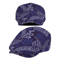 Deep Blue Monstera Jeff Hat Polynesian Tribal Pattern - Polynesian Pride