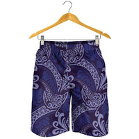 Deep Blue Monstera Shorts for Men Polynesian Tribal Pattern LT01 - Polynesian Pride