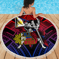 Filipinos Lapu-lapu Hero Beach Blanket Philippines Flag and Sun DT02 - Polynesian Pride