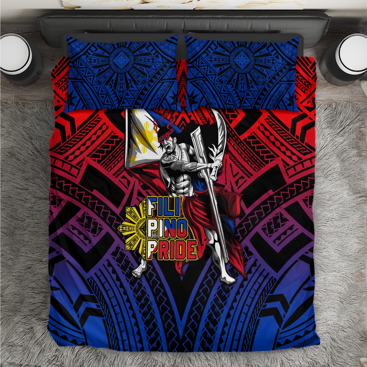 Filipinos Lapu-lapu Hero Bedding Set Philippines Flag and Sun DT02 Art - Polynesian Pride