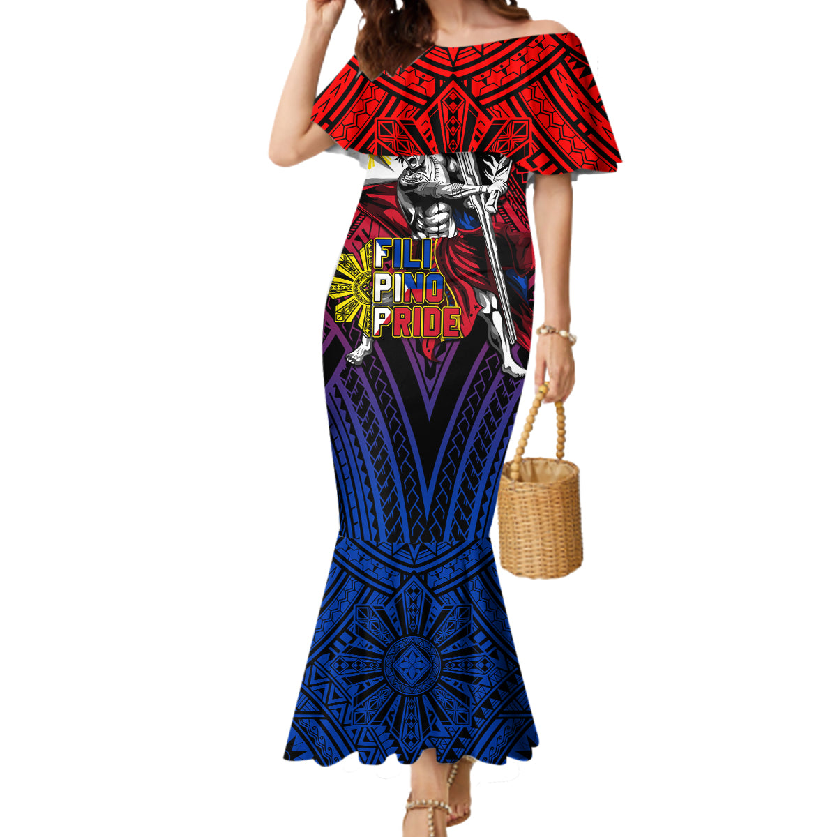 Filipinos Lapu-lapu Hero Mermaid Dress Philippines Flag and Sun DT02 Women Art - Polynesian Pride