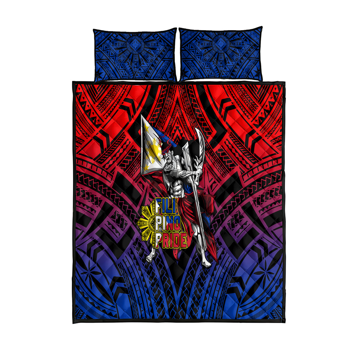 Filipinos Lapu-lapu Hero Quilt Bed Set Philippines Flag and Sun DT02 Art - Polynesian Pride