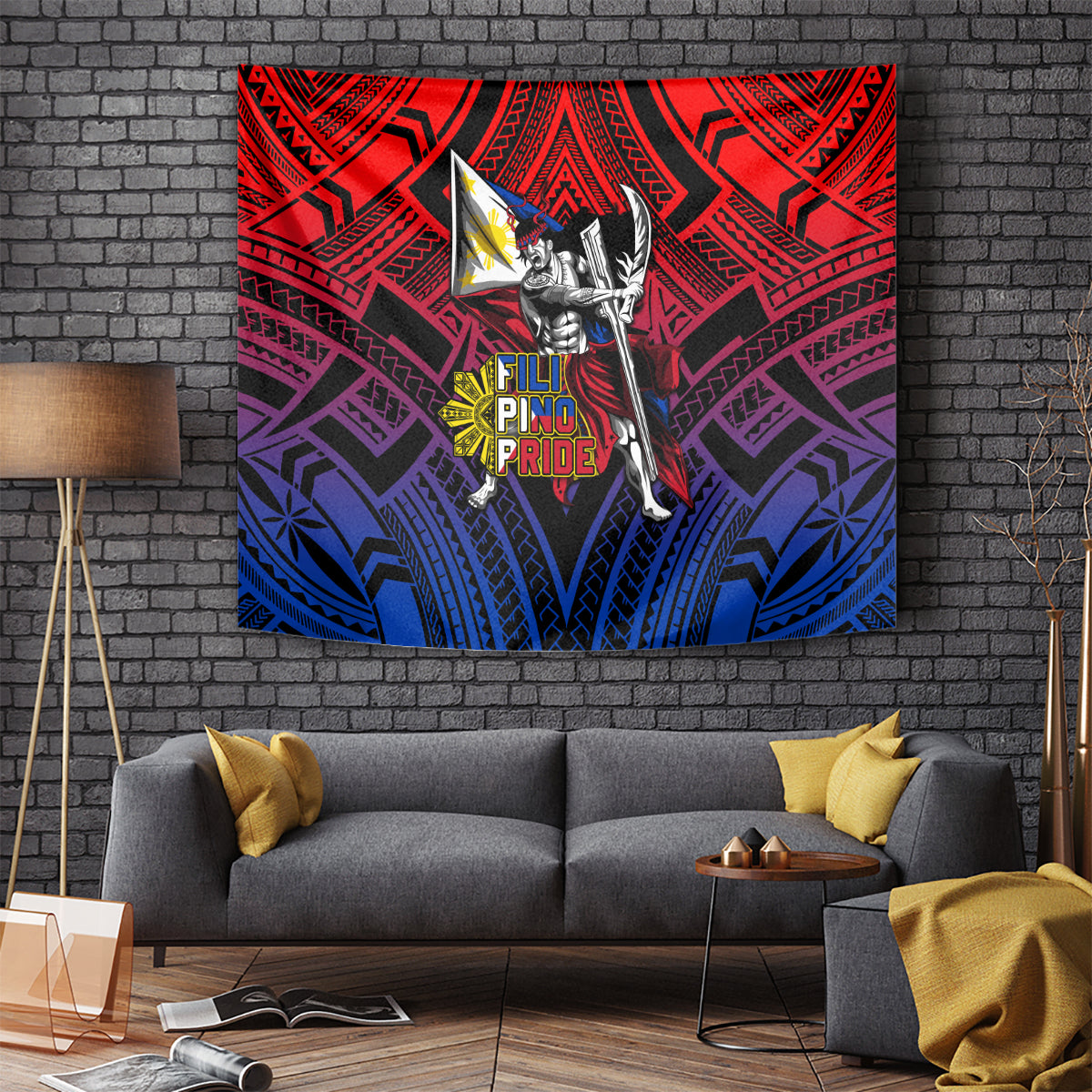 Filipinos Lapu-lapu Hero Tapestry Philippines Flag and Sun DT02 Art - Polynesian Pride