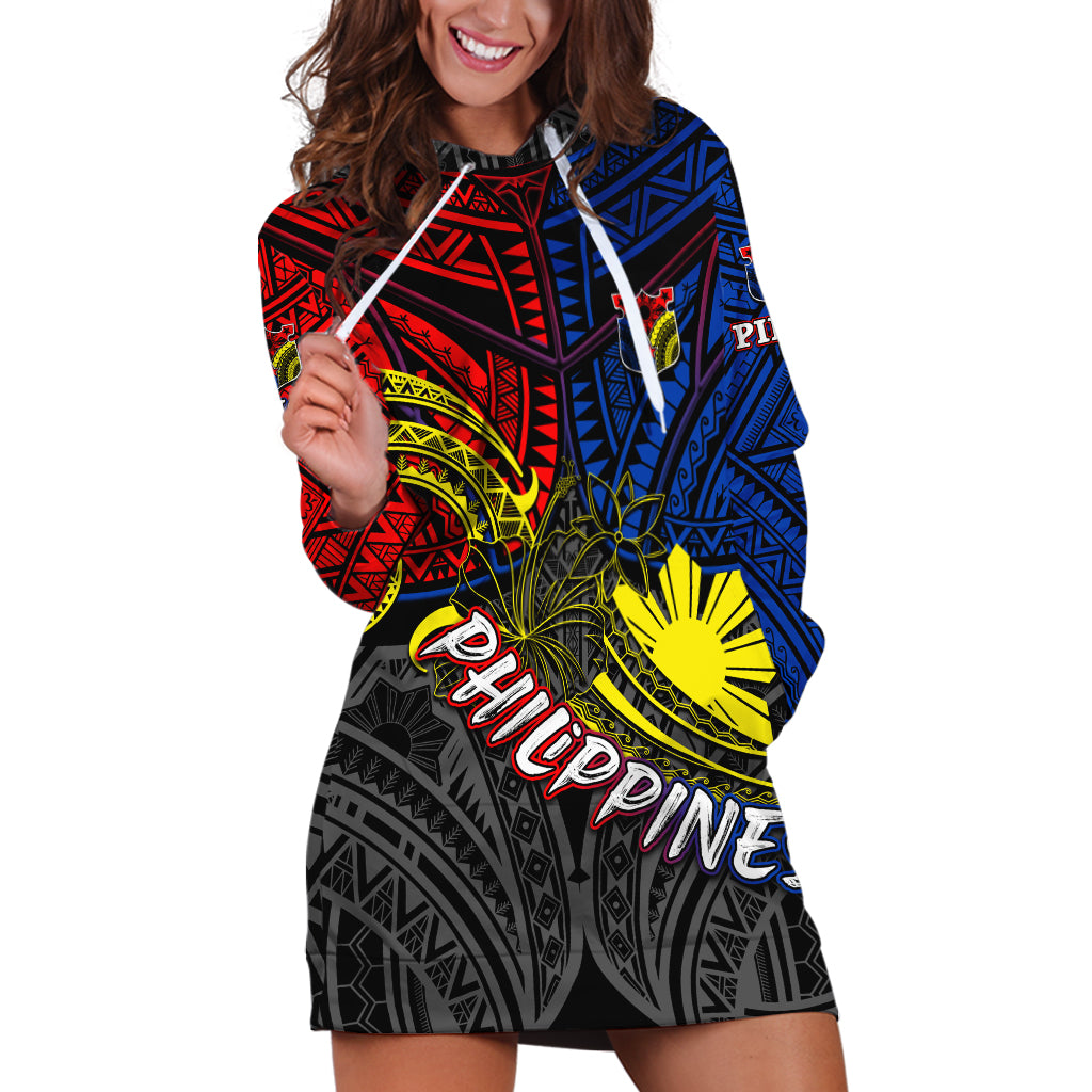 Philippines Half Sleeve Tattoo Hoodie Dress Pinoy Filipinos Sun DT02 Art - Polynesian Pride