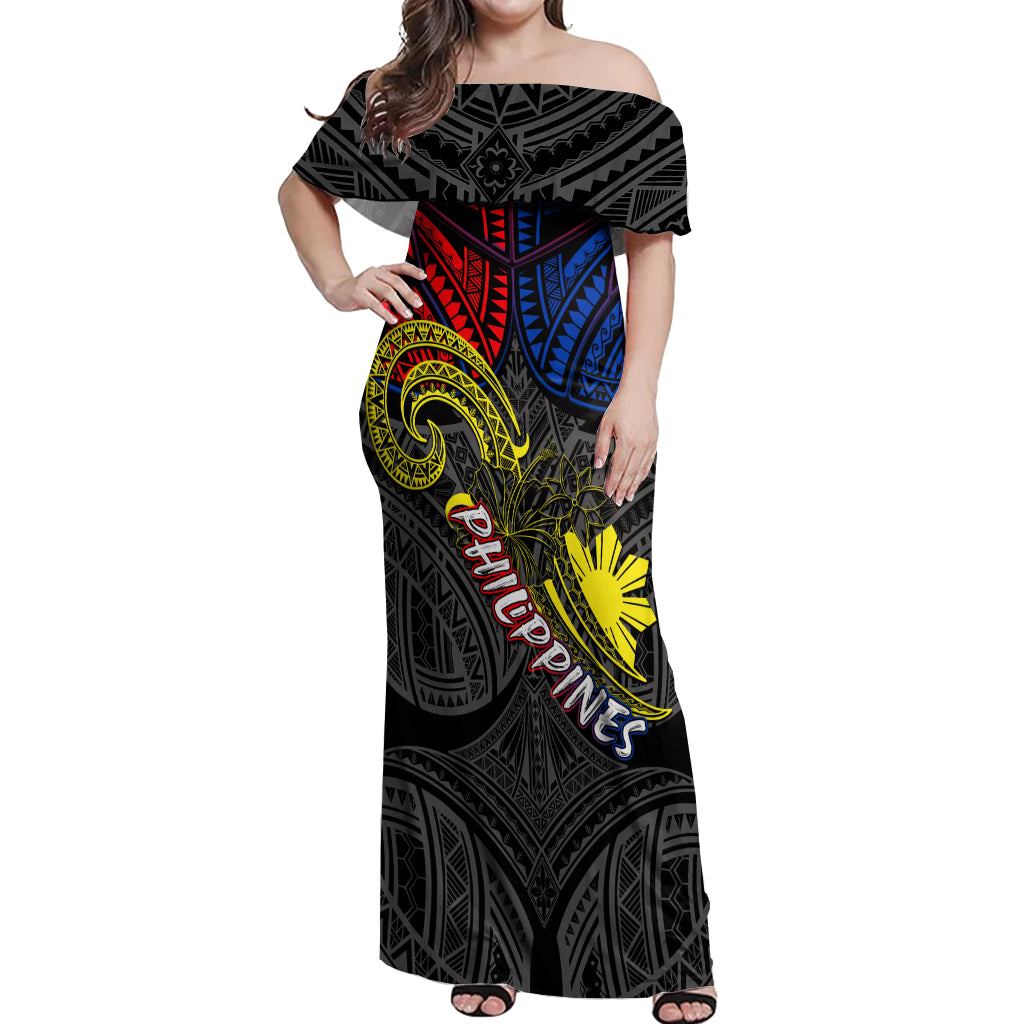 Philippines Half Sleeve Tattoo Off Shoulder Maxi Dress Pinoy Filipinos Sun DT02 Women Art - Polynesian Pride