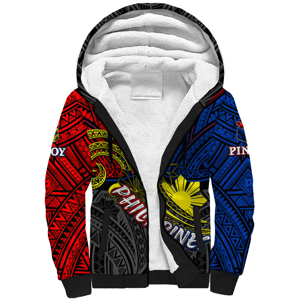 Philippines Half Sleeve Tattoo Sherpa Hoodie Pinoy Filipinos Sun DT02 Unisex Art - Polynesian Pride