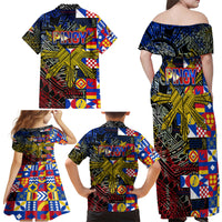 Pinoy Philippines Family Matching Off Shoulder Maxi Dress and Hawaiian Shirt Filipino Tattoo Art Style DT02 - Polynesian Pride