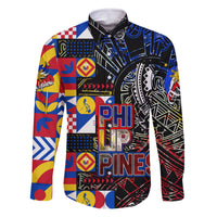 Pinoy Philippines Family Matching Off Shoulder Short Dress and Hawaiian Shirt Filipino Tattoo Art Style DT02 Dad's Shirt - Long Sleeve Art - Polynesian Pride