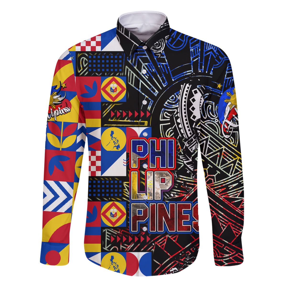 Pinoy Philippines Family Matching Tank Maxi Dress and Hawaiian Shirt Filipino Tattoo Art Style DT02 Dad's Shirt - Long Sleeve Art - Polynesian Pride