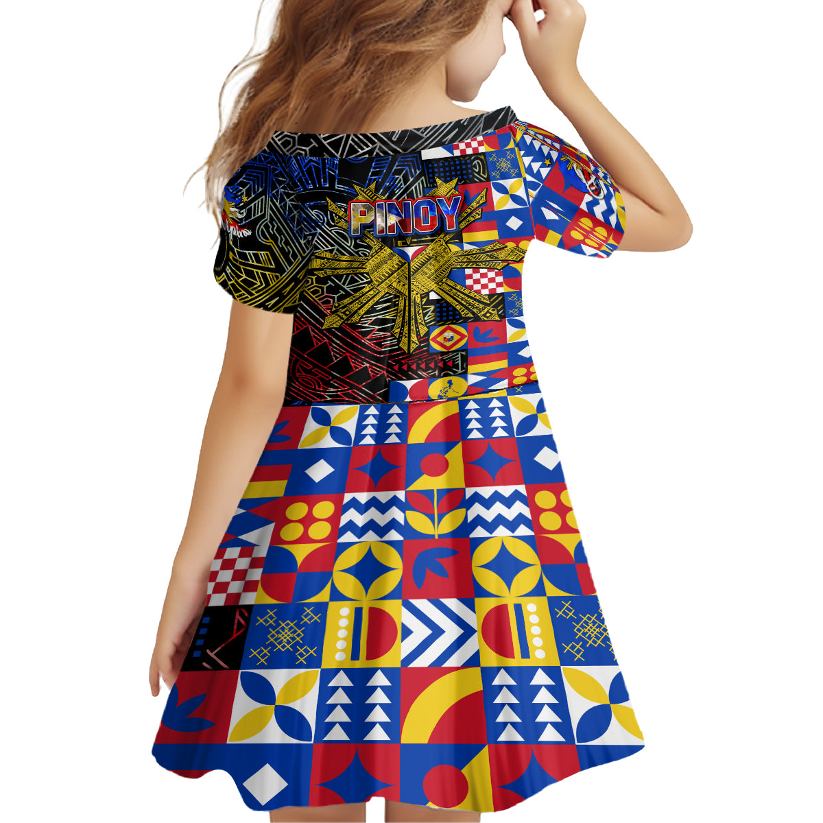 Pinoy Philippines Kid Short Sleeve Dress Filipino Tattoo Art Style DT02 - Polynesian Pride