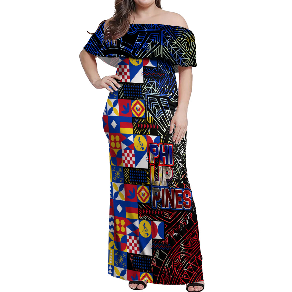 Pinoy Philippines Off Shoulder Maxi Dress Filipino Tattoo Art Style DT02 Women Art - Polynesian Pride