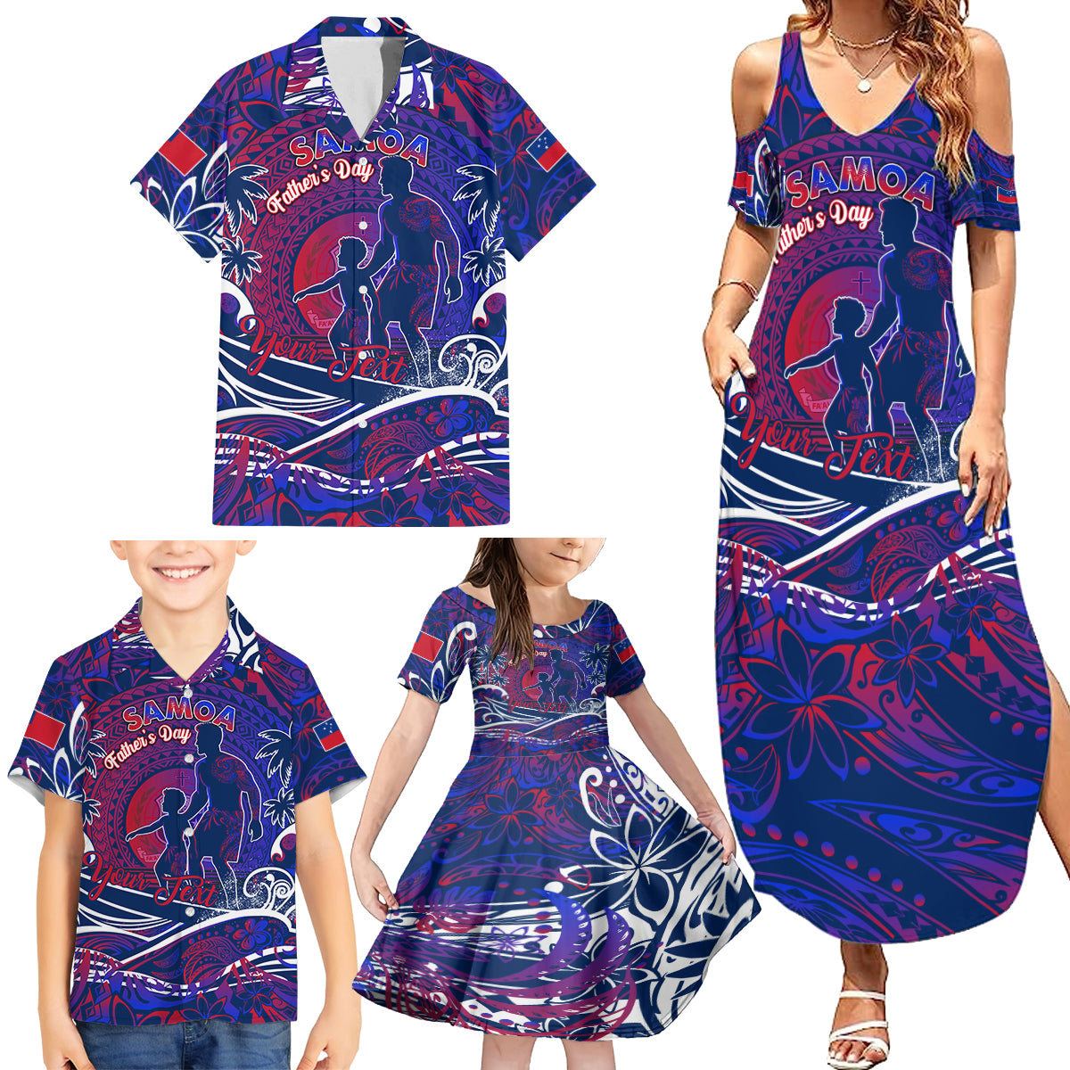 Father's Day Samoa Family Matching Summer Maxi Dress and Hawaiian Shirt Special Dad Polynesia Paradise