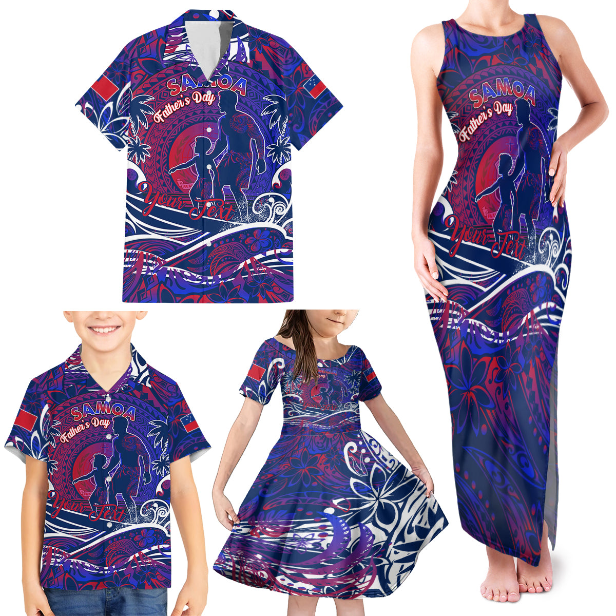 Father's Day Samoa Family Matching Tank Maxi Dress and Hawaiian Shirt Special Dad Polynesia Paradise