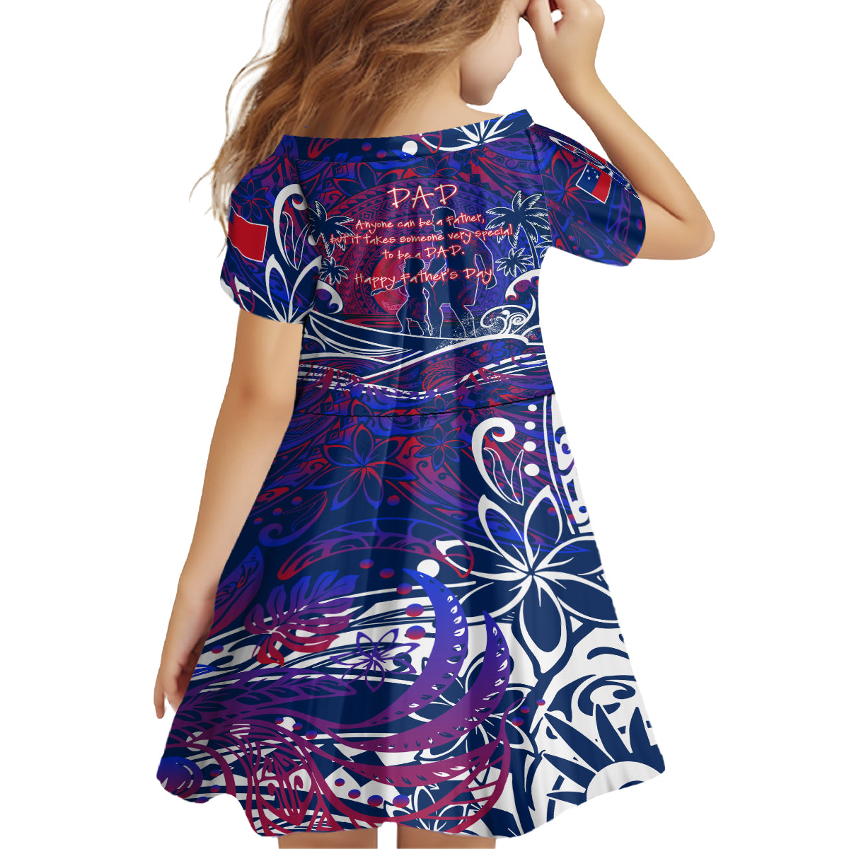 Father's Day Samoa Kid Short Sleeve Dress Special Dad Polynesia Paradise