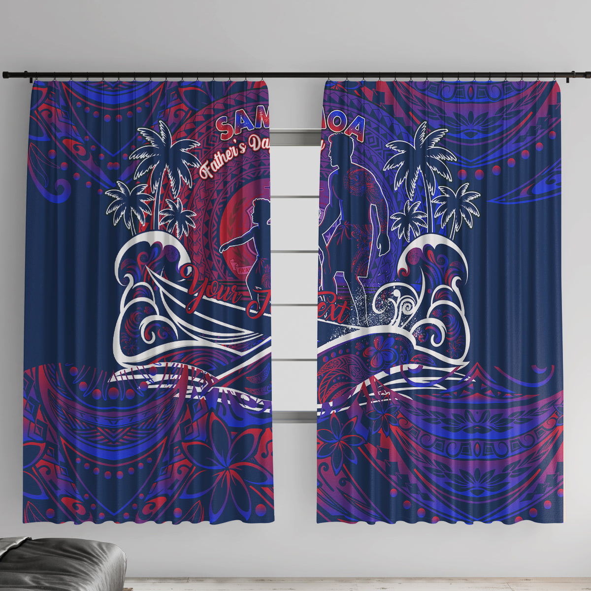 Father's Day Samoa Window Curtain Special Dad Polynesia Paradise