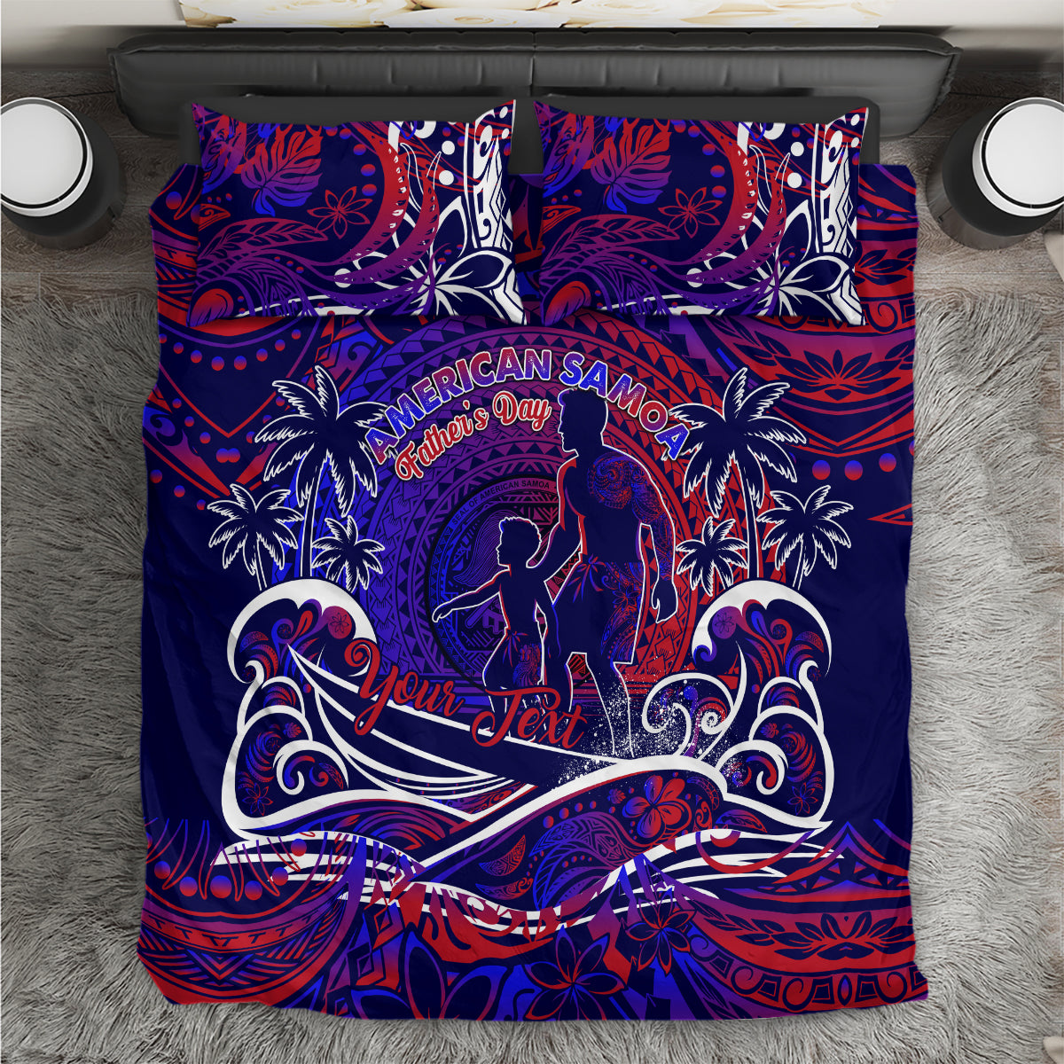 Father's Day American Samoa Bedding Set Special Dad Polynesia Paradise DT02 Blue - Polynesian Pride