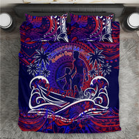 Father's Day American Samoa Bedding Set Special Dad Polynesia Paradise DT02 Blue - Polynesian Pride