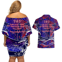 Father's Day American Samoa Couples Matching Off Shoulder Short Dress and Hawaiian Shirt Special Dad Polynesia Paradise DT02 - Polynesian Pride