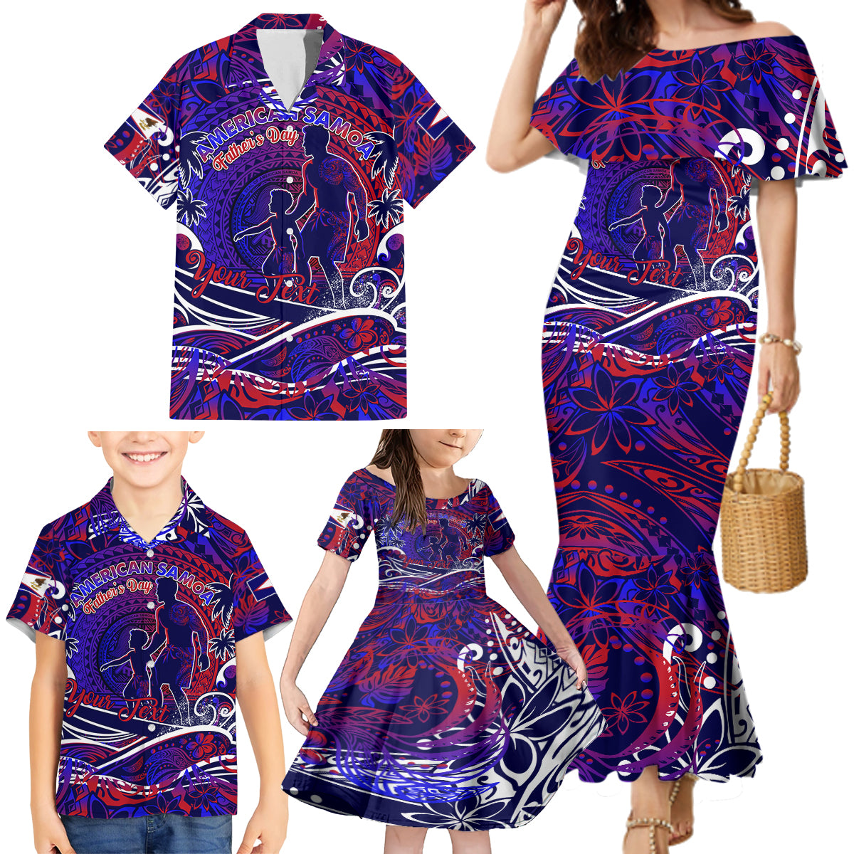 Father's Day American Samoa Family Matching Mermaid Dress and Hawaiian Shirt Special Dad Polynesia Paradise