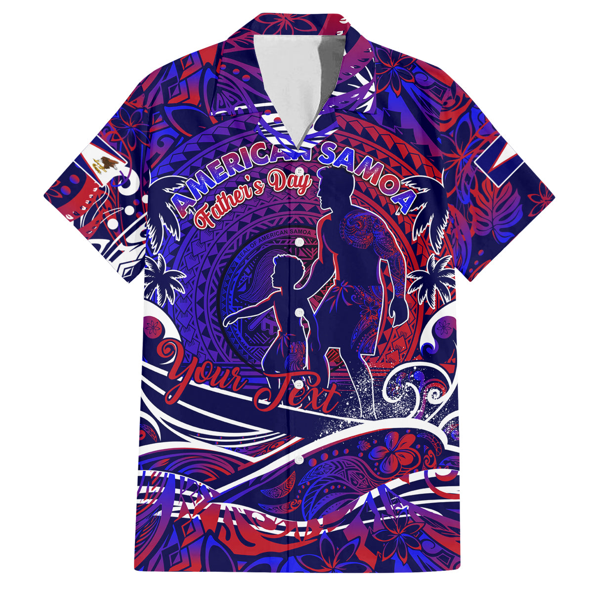 Father's Day American Samoa Family Matching Off Shoulder Maxi Dress and Hawaiian Shirt Special Dad Polynesia Paradise