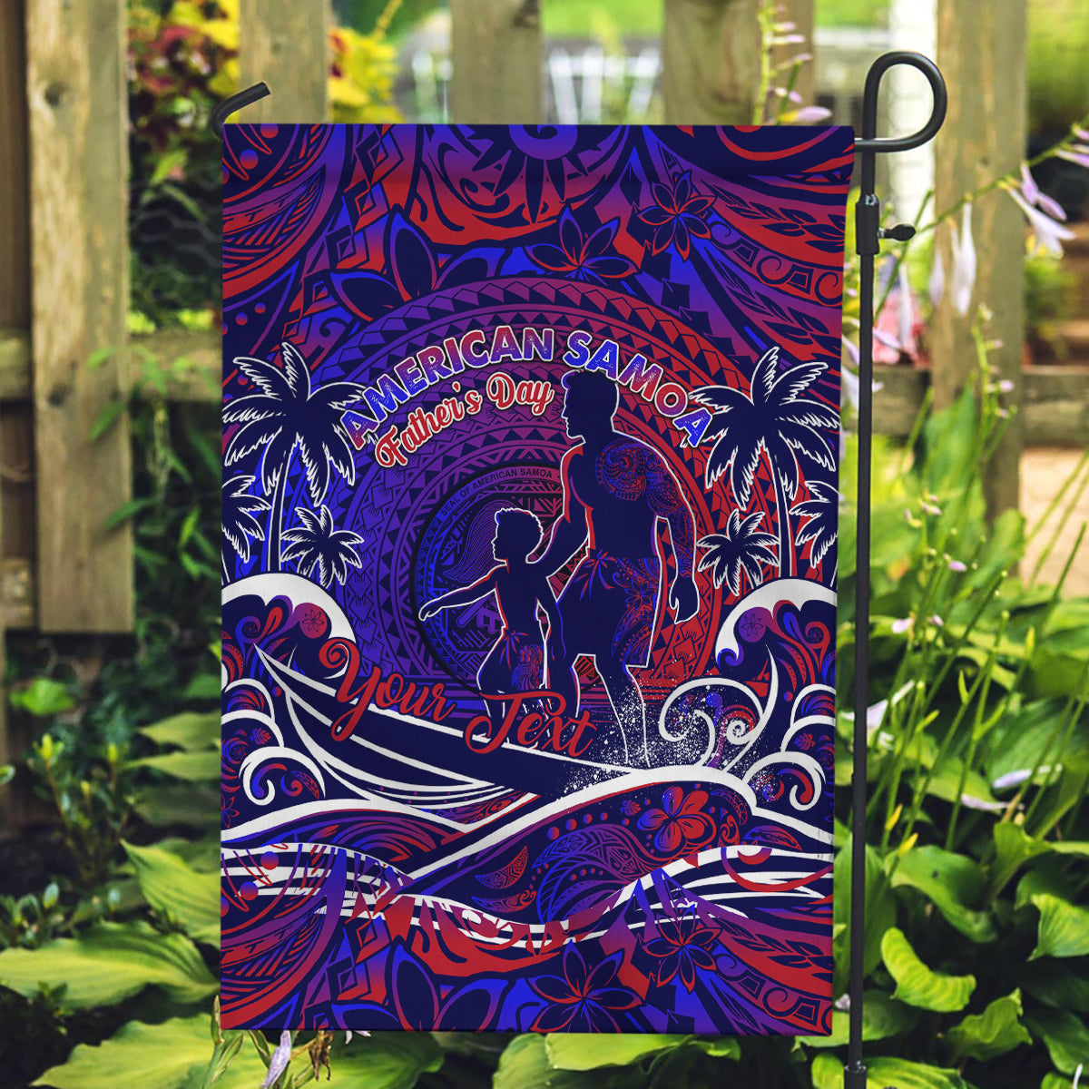 Father's Day American Samoa Garden Flag Special Dad Polynesia Paradise DT02 Garden Flag Blue - Polynesian Pride