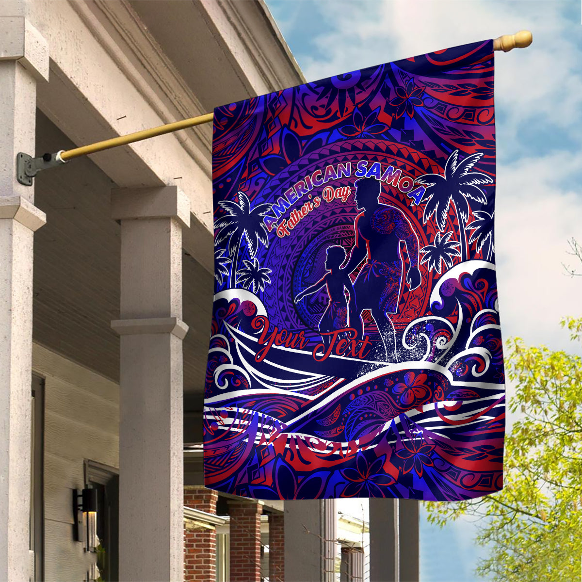 Father's Day American Samoa Garden Flag Special Dad Polynesia Paradise DT02 House Flag Blue - Polynesian Pride