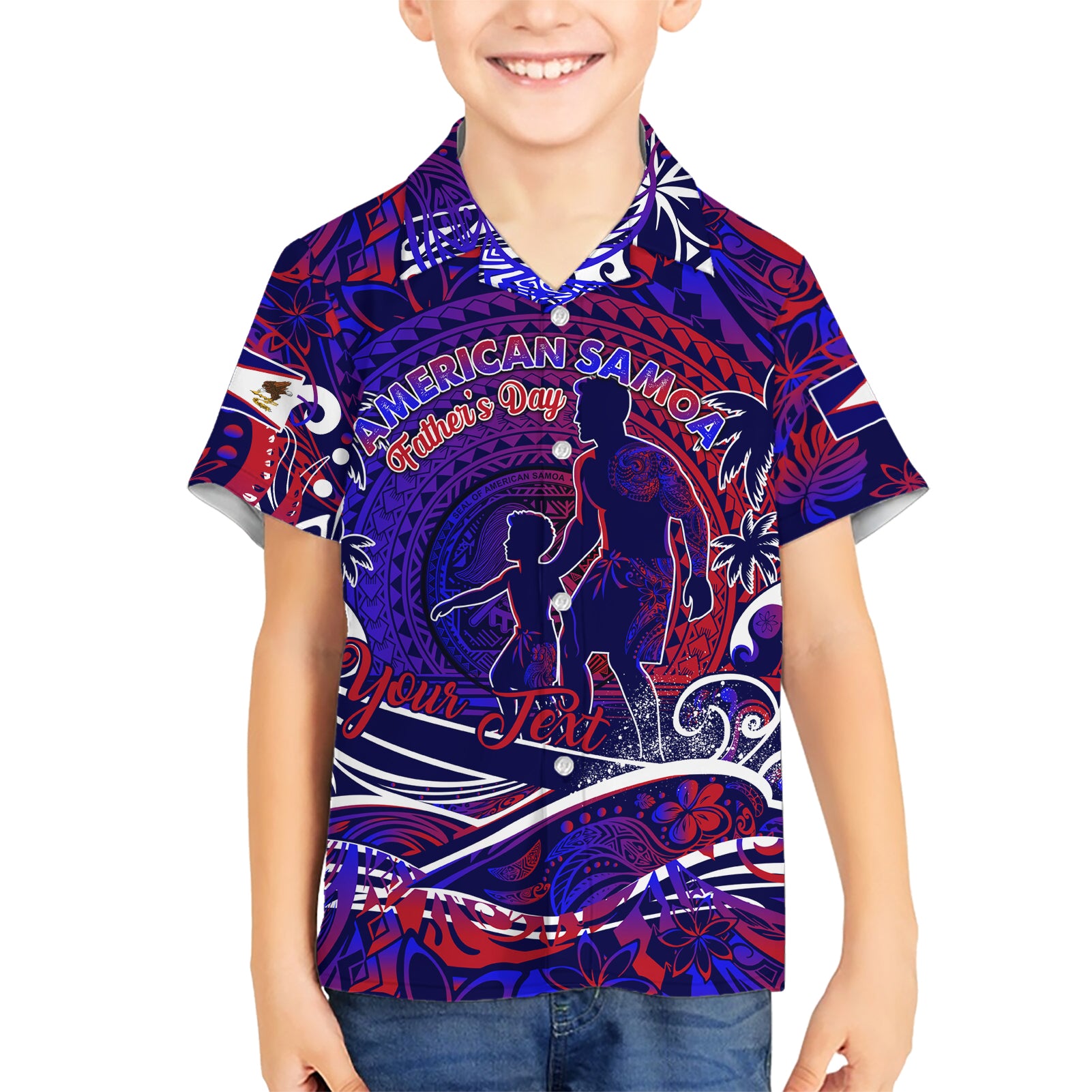 Father's Day American Samoa Kid Hawaiian Shirt Special Dad Polynesia Paradise