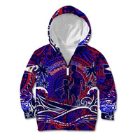 Father's Day American Samoa Kid Hoodie Special Dad Polynesia Paradise DT02 Zip Hoodie Blue - Polynesian Pride