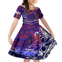 Father's Day American Samoa Kid Short Sleeve Dress Special Dad Polynesia Paradise DT02 KID Blue - Polynesian Pride