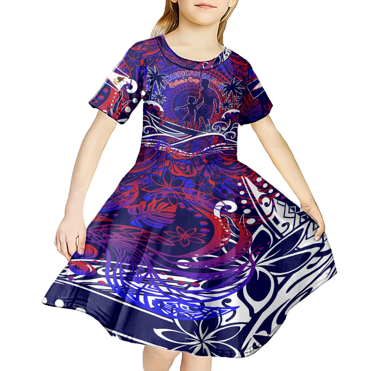 Father's Day American Samoa Kid Short Sleeve Dress Special Dad Polynesia Paradise DT02 - Polynesian Pride