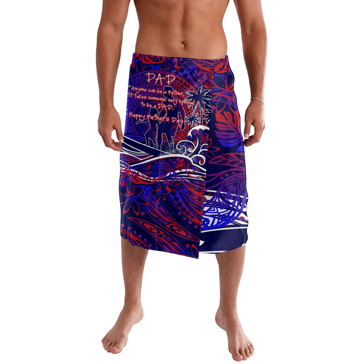 Father's Day American Samoa Lavalava Special Dad Polynesia Paradise DT02 Blue - Polynesian Pride