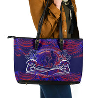 Father's Day American Samoa Leather Tote Bag Special Dad Polynesia Paradise DT02 - Polynesian Pride