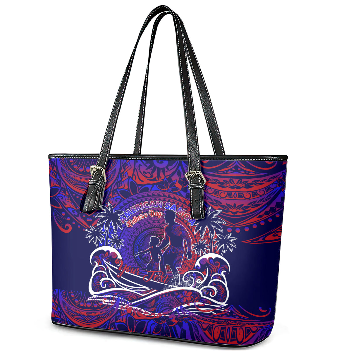 Father's Day American Samoa Leather Tote Bag Special Dad Polynesia Paradise DT02 - Polynesian Pride