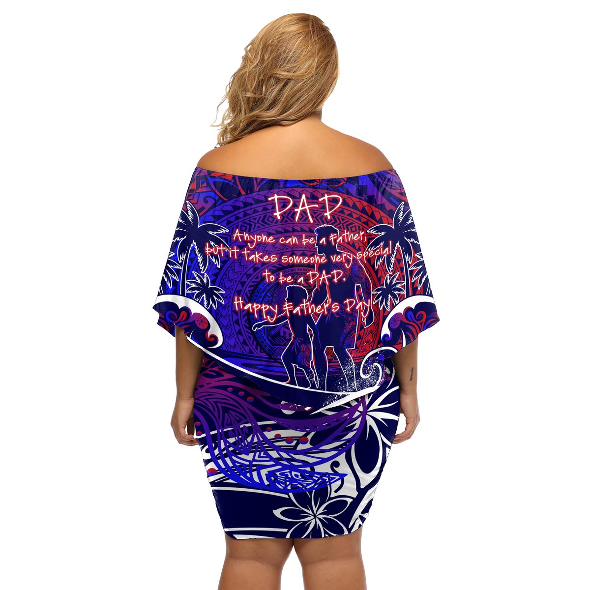 Father's Day American Samoa Off Shoulder Short Dress Special Dad Polynesia Paradise DT02 - Polynesian Pride