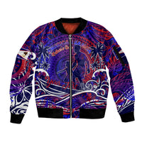 Father's Day American Samoa Sleeve Zip Bomber Jacket Special Dad Polynesia Paradise DT02 Unisex Blue - Polynesian Pride