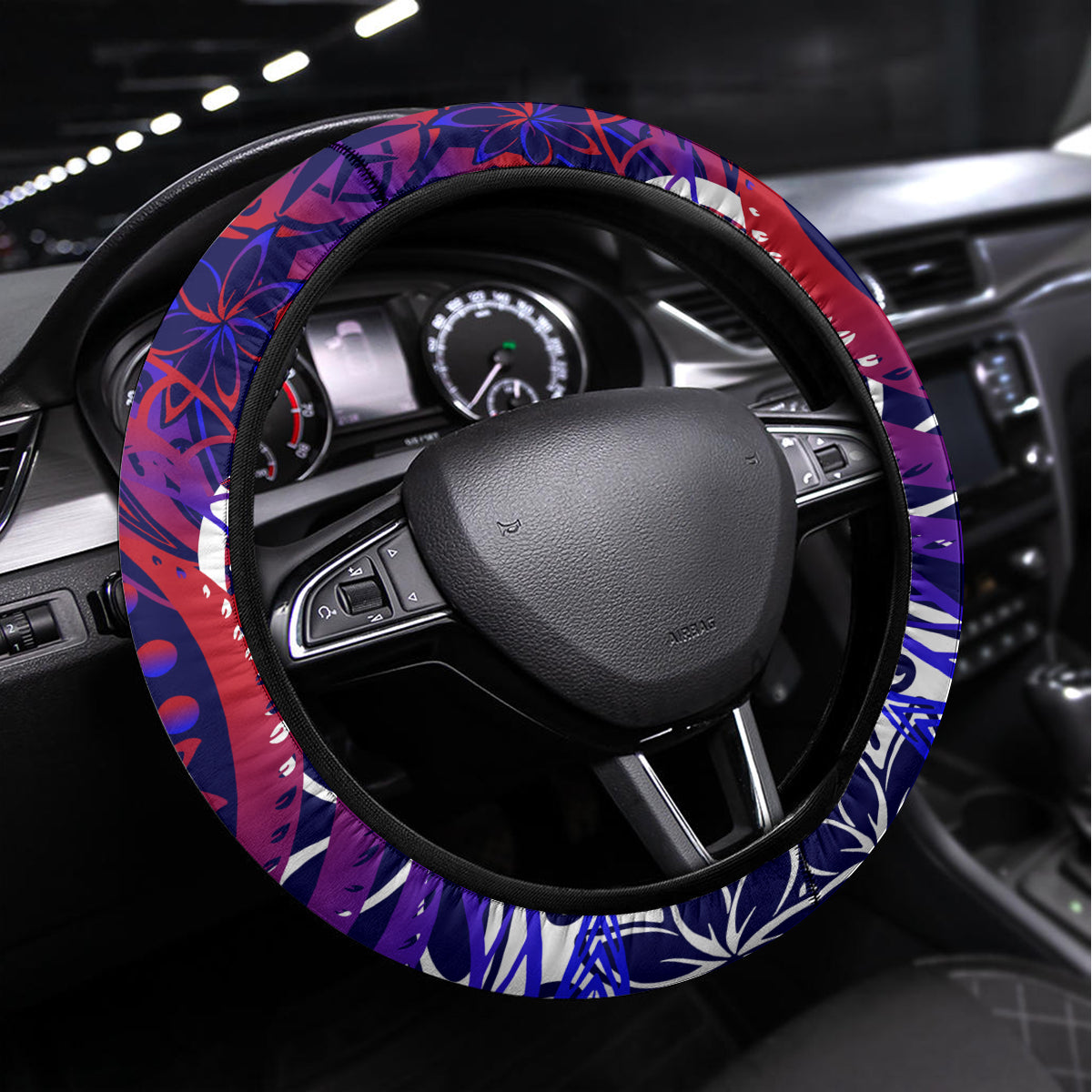 Father's Day American Samoa Steering Wheel Cover Special Dad Polynesia Paradise DT02 Universal Fit Blue - Polynesian Pride