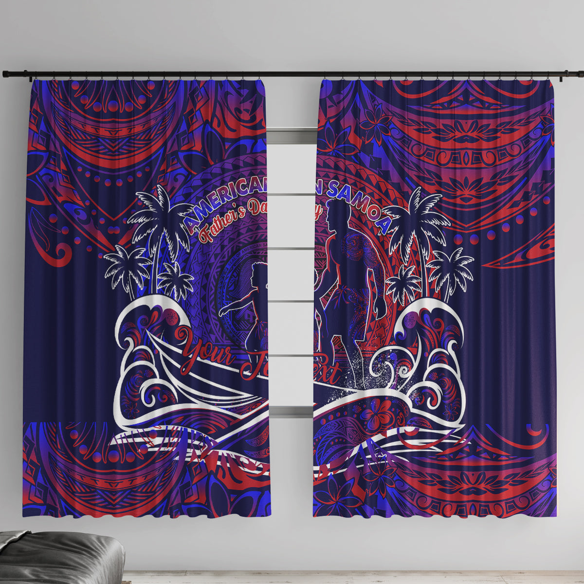 Father's Day American Samoa Window Curtain Special Dad Polynesia Paradise