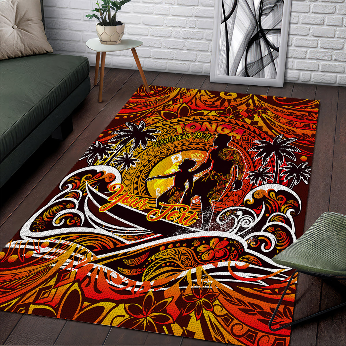 Father's Day Tonga Area Rug Special Dad Polynesia Paradise