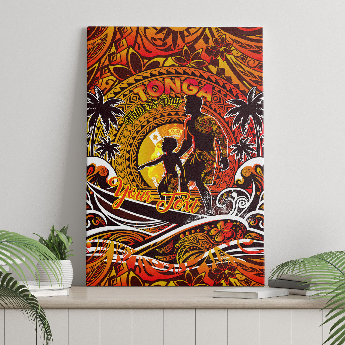 Father's Day Tonga Canvas Wall Art Special Dad Polynesia Paradise DT02 - Polynesian Pride