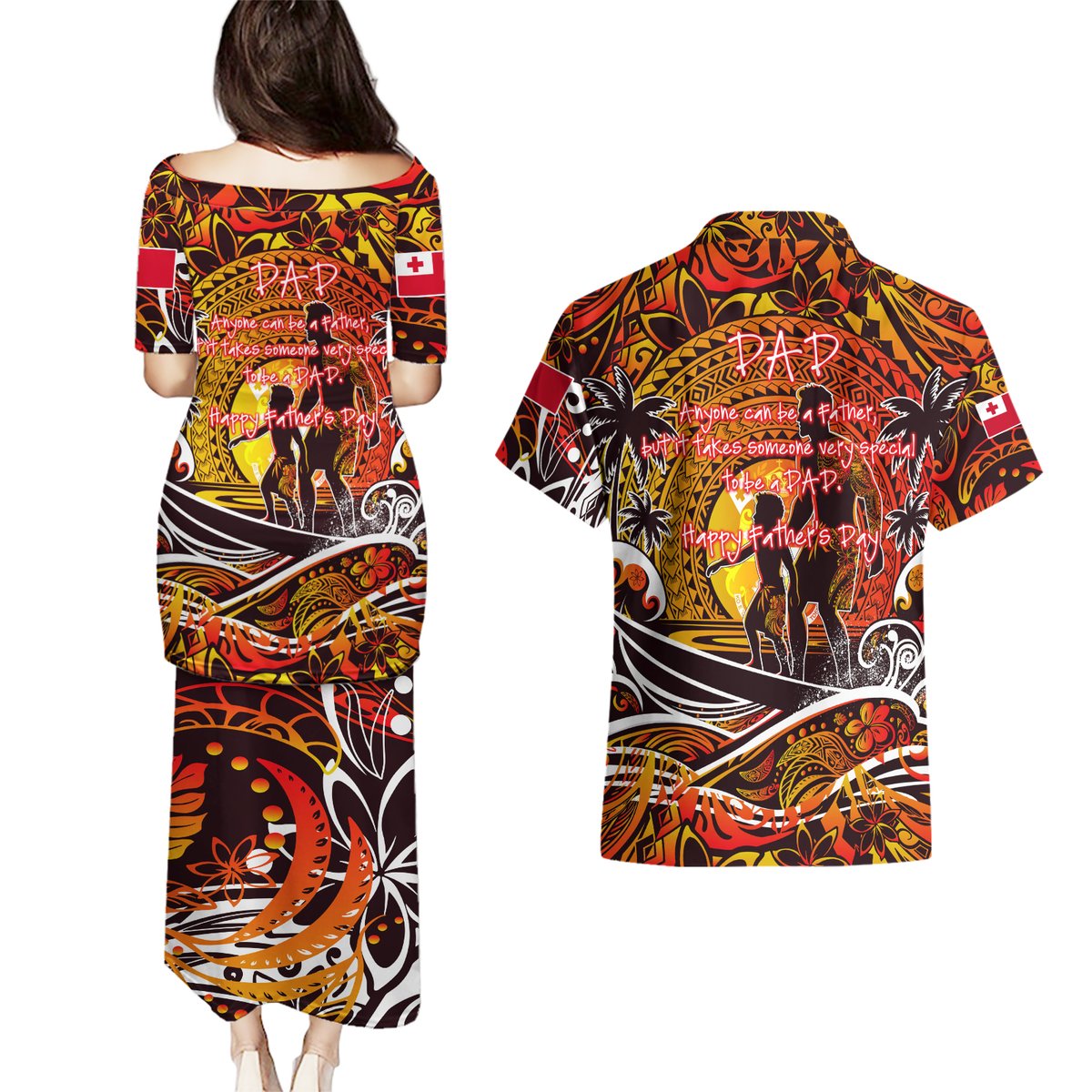 Father's Day Tonga Couples Matching Puletasi and Hawaiian Shirt Special Dad Polynesia Paradise DT02 - Polynesian Pride