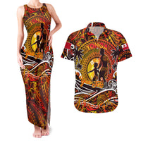 Father's Day Tonga Couples Matching Tank Maxi Dress and Hawaiian Shirt Special Dad Polynesia Paradise DT02 Orange - Polynesian Pride