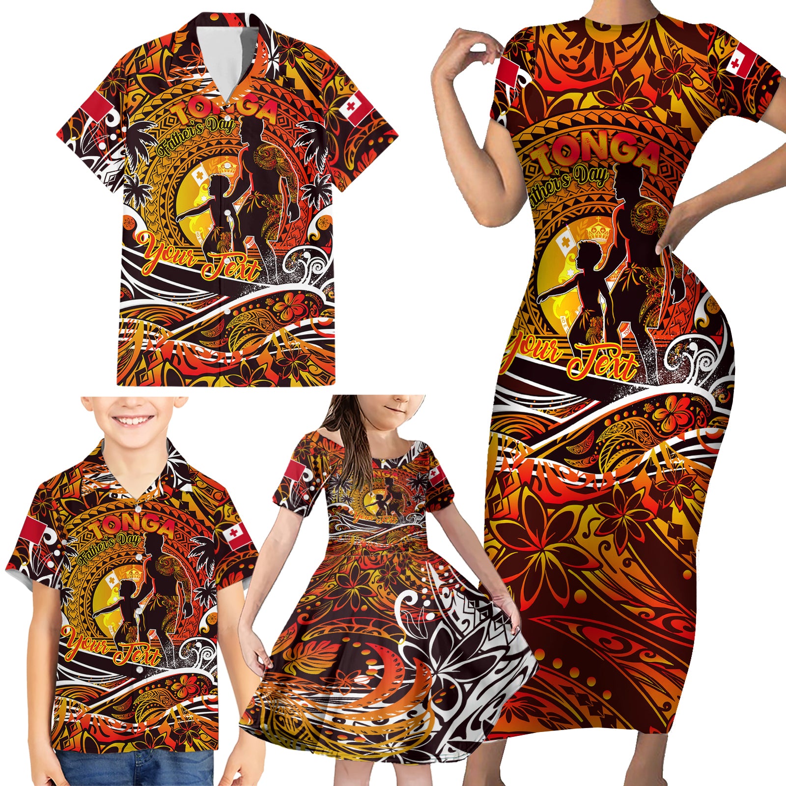 Father's Day Tonga Family Matching Short Sleeve Bodycon Dress and Hawaiian Shirt Special Dad Polynesia Paradise DT02 - Polynesian Pride