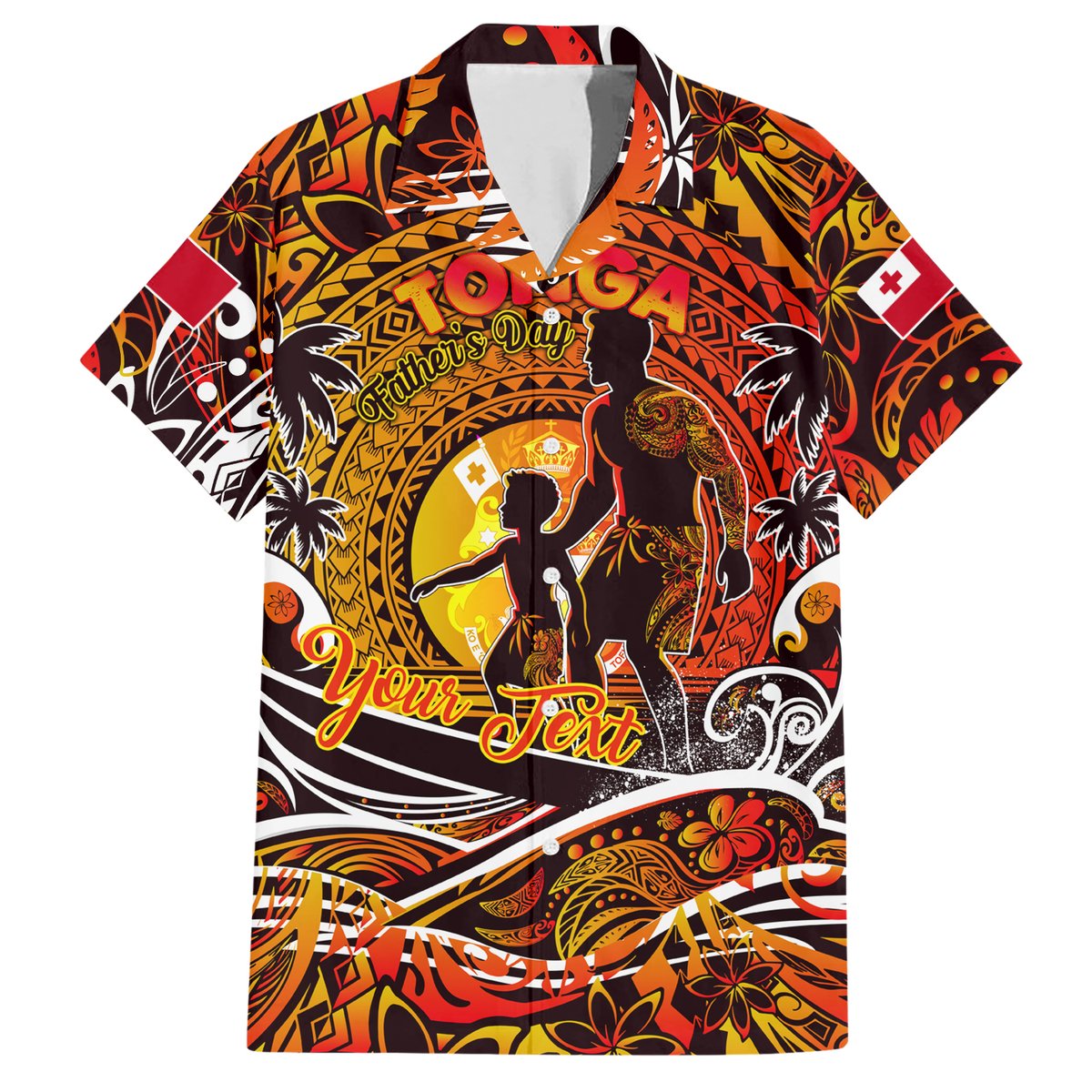Father's Day Tonga Hawaiian Shirt Special Dad Polynesia Paradise DT02 Orange - Polynesian Pride
