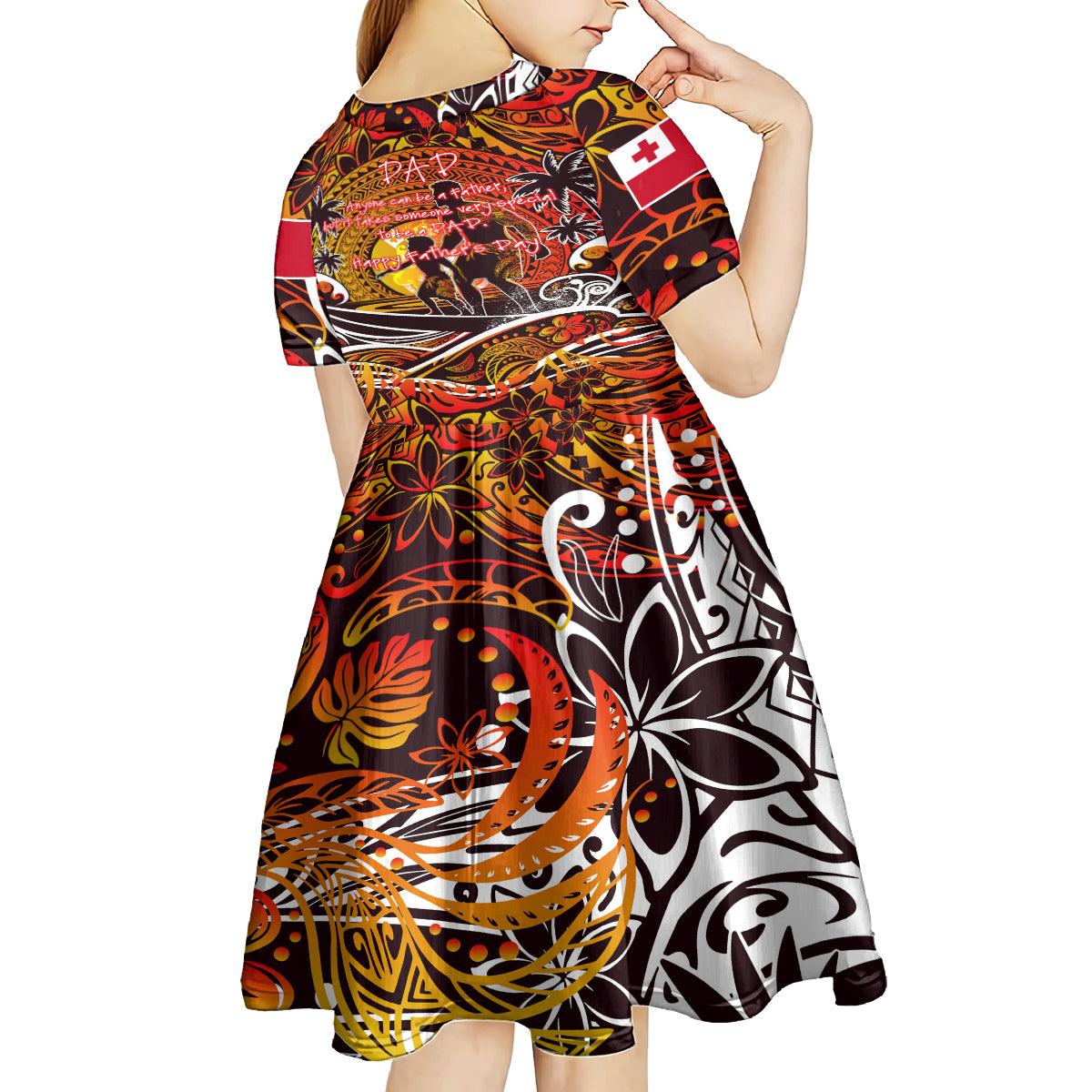 Father's Day Tonga Kid Short Sleeve Dress Special Dad Polynesia Paradise DT02 - Polynesian Pride